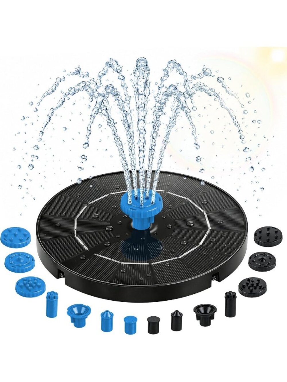Solar Fountain Pump for Bird Bath & Pond - 12 Nozzles, Outdoor Water Feature
